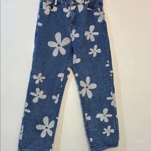 SHEIN Blue and White Floral Denim